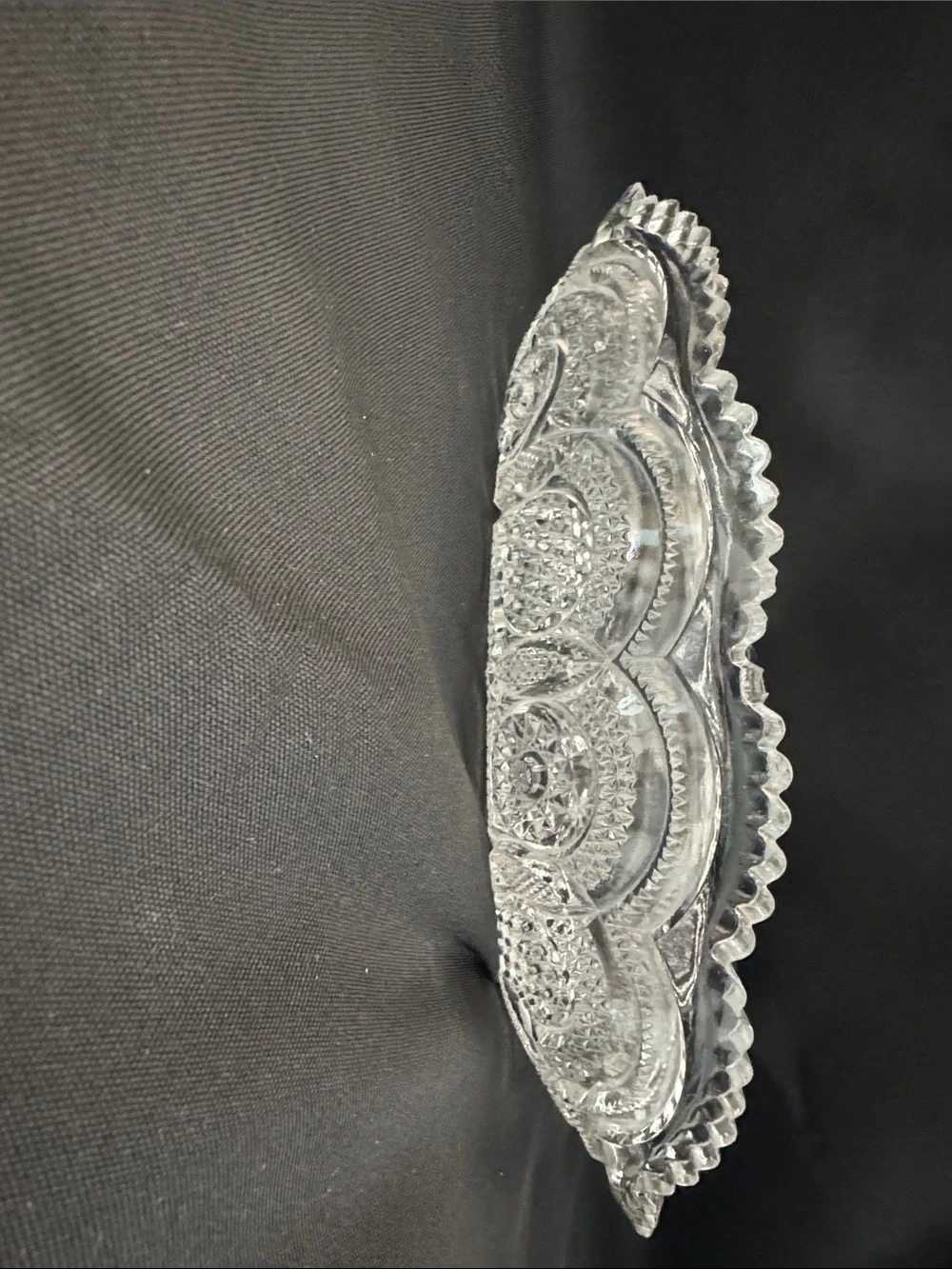 Pressed Glass Serving Tray - Clear Scalloped Edge
